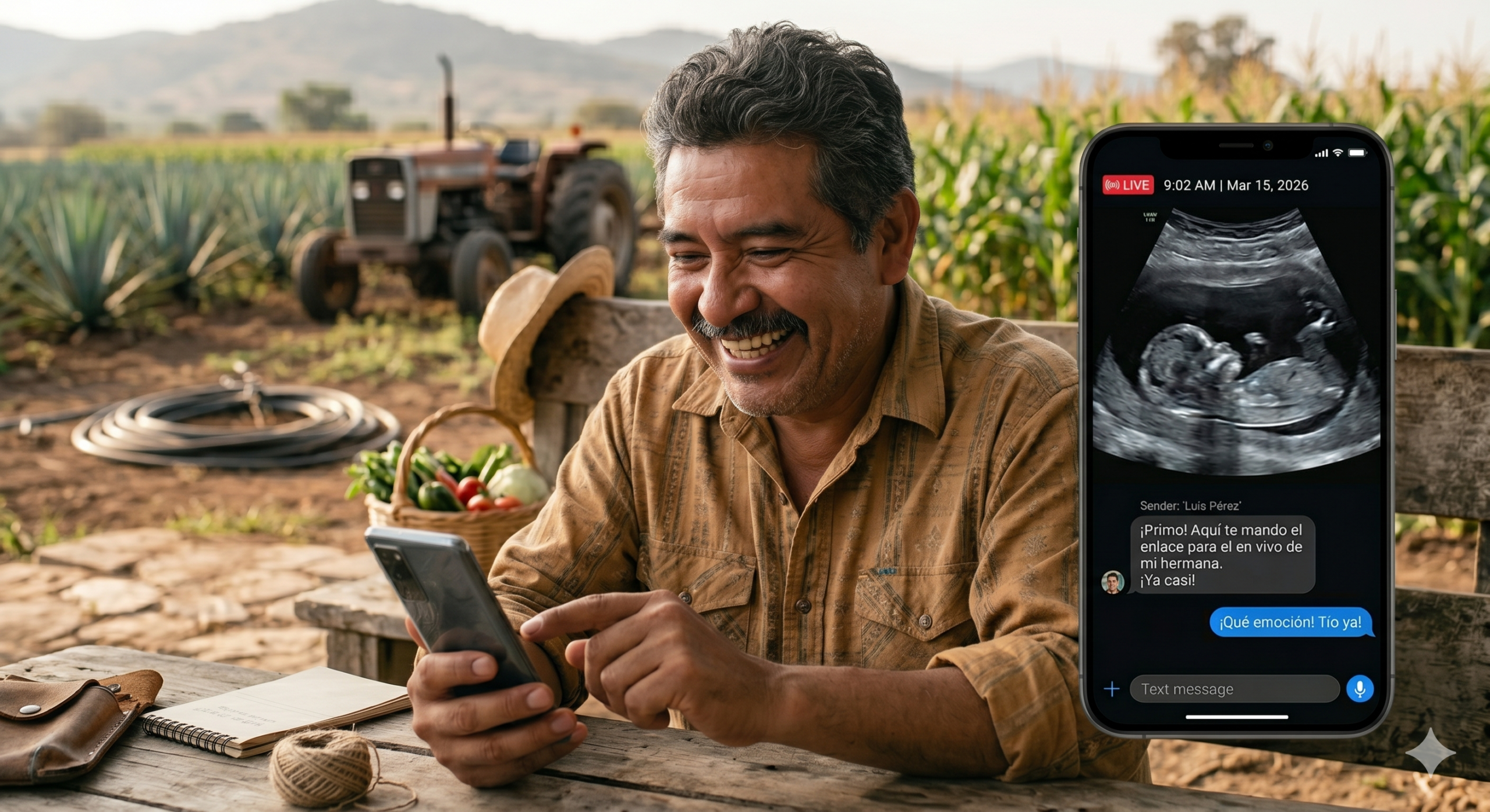 Familia conectada al ultrasonido en vivo